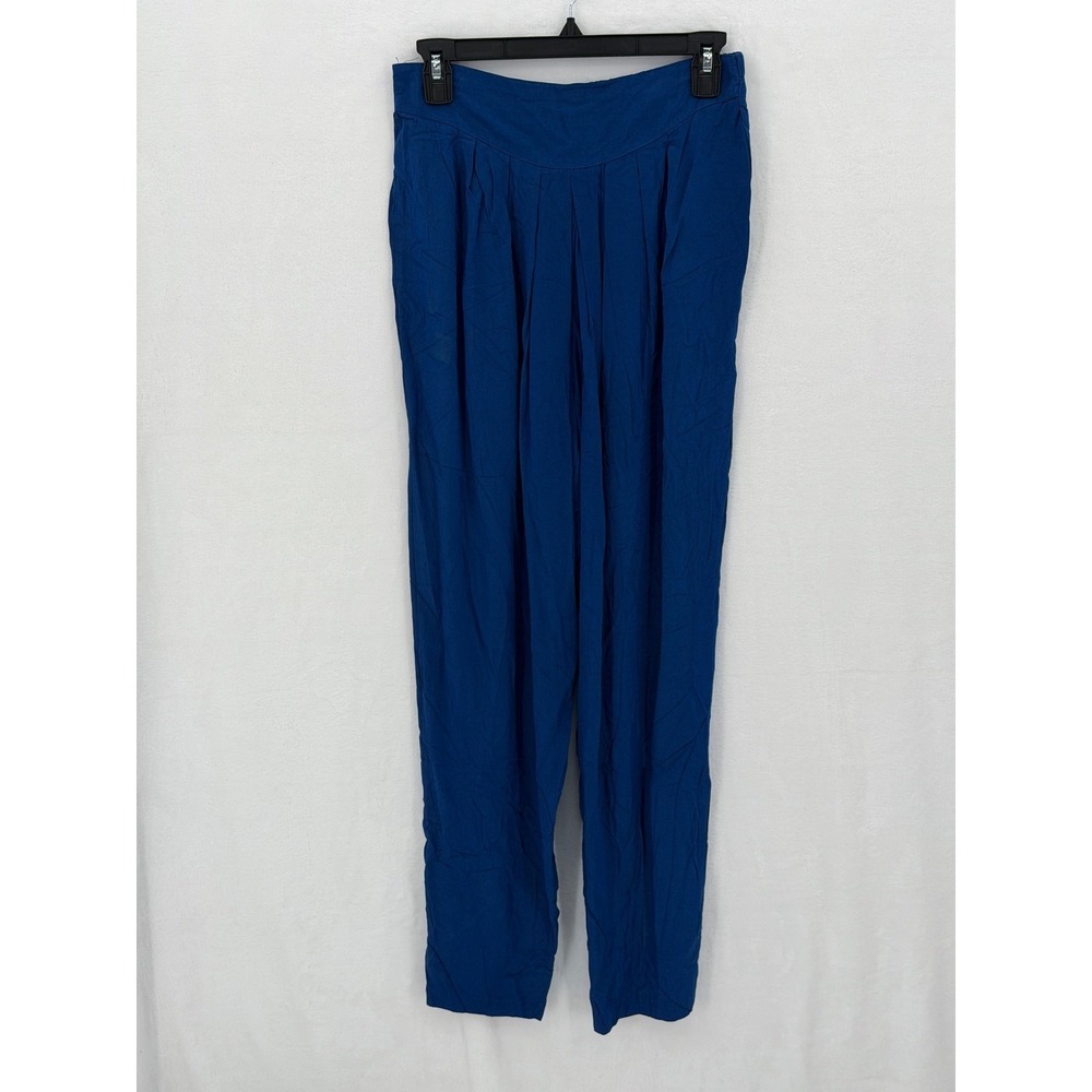Vintage Leger Pants Womens‎ 9 10 Blue Pleated High Rise Tapered Leg Lightweight